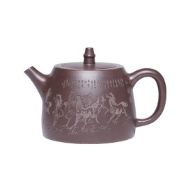 SILINE Zisha Large Tea Pot 14.2 Oz,Chinese Genuine Yixing Clay HandmadeTeapot with Filter,Infuser Kung Fu Loose Leaf Tea Maker -Zini Purple Clay