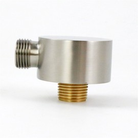 Weirun Bathroom Brass 1/2" NPT Shower Hose Connector Round Wall Union Supply Elbow Outlet Spout Wall Mounted,Brushed Nickel