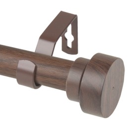 Rod Desyne 1" Bonnet Faux Wood Single Curtain Rod, 66-120 inch, Dark Walnut