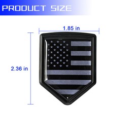Bittwee Ameican Flag Car Emblem, 3D Metal Vehicle Badge Decals with Strong Adhesive, Patriotic Automotive Badge Stickers Exterior Decoration Accessories, Universal for SUV, Sedan, Truck (Dark Black)