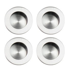 Risbay 4PCS Sliding Door Pull,Silver Flush Finger Pulls,2-inch Dia.Round Flush Handle,Sliding Closet Door Handle Recessed Cabinet Handles (50×40mm)