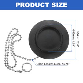 uxcell 1.69" Bathtub Drain Stopper, Universal Rubber Sink Cover Plug with 15" Chain, Drain Cover Strainer Blocker for Home Bathroom Tub and Kitchen Sink, Silver