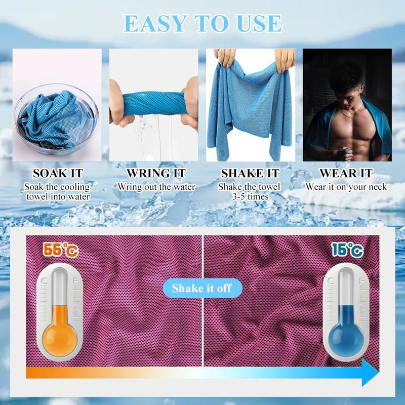 MINGRUO Asciugamano di raffreddamento, Asciugamano rinfrescante, Cooling towel, Freddo Ghiaccio