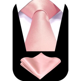 TIE G Solid Satin Color Formal Necktie and Pocket Square Sets in Gift Box (Dusty Rosepink)