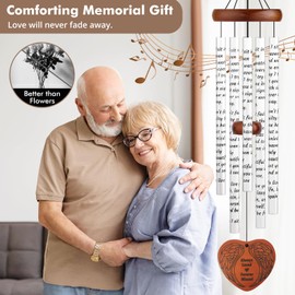 Fabuday Memorial Wind Chimes for Outside - 36" Wooden Angel Wings Sympathy Windchimes for Loss of Loved One Mother Father, Sympathy Gift Bereavement Condolences Grief Remembrance Funeral