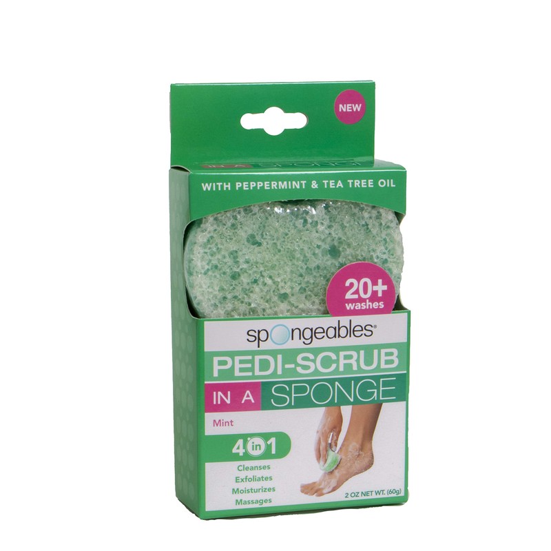 Spongables Pedi Scrub Foot Exfoliating 20+ Wash Sponge, Peppermint and