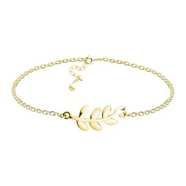 Sofia Milani - Women's Bracelet 925 Silver - Leaf Pendant, Yellow Gold