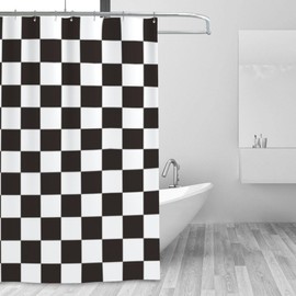 Ohocut Checkered Shower Curtain, Black and White Shower Curtains for Bathroom, Cute Retro Checkerboard Shower Curtain Vintage Aesthetic, Machine Washable Fabric Shower Curtain, 72''x72''