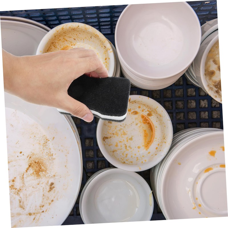 NOLITOY Scrub Black Kitchen Sponge Pads 2 Sides Dishwashing Sponge