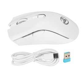 Wireless Mouse 2.4G USB Receiver 800 to 4800 DPI Ergonomic RGB Backlit Ultra Slim Office Mouse for Home School Travel White