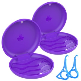 2 Pcs Retainer Case,BVN Retainer Box with 2 Pcs Aligner Removal Tool, Orthodontic Denture Box,Mouth Guard Case,Purple