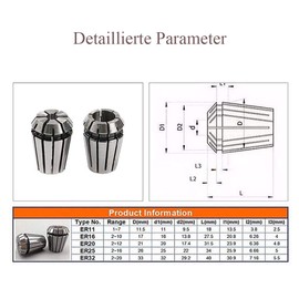 RATTMMOTOR 14 Pcs ER11 Spring Collet Set,Collet Chuck 1-7mm Spring Pliers for Router CNC Engraving/milling Machine Lathe Tool