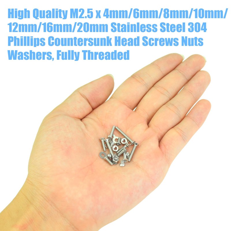 DYWISHKEY 566 Pieces M2.5X 4/6 /8/10 /12/16 /20mm Phillips Countersunk