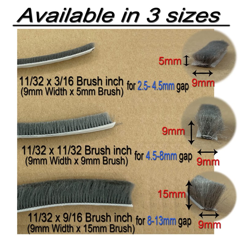 Weather Stripping Brush for Sliding Windows/Doors Frame Side,Pile Self Adhesive