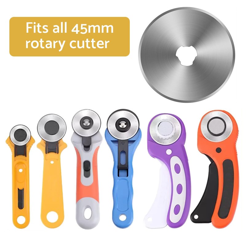Yyyuluo 5Pcs 45mm Rotary Cutter Blades with Storage Case Round