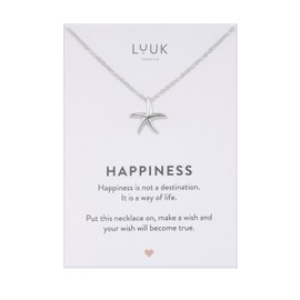 LUUK LIFESTYLE stainless steel necklace with starfish pendant, 50cm adjustable chain length, simple design, gift idea for women, silver