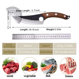 LoTanop Forged Boning Knife for Kitchen, Handmade Siberian Viking Knife with Sheath, Boning Knife for Meat Cutting, 12.6 Inch Full Tang High Carbon Clad Steel Butcher Knife for Home, Camping, BBQ