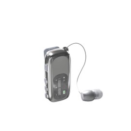 SUNSEATON Business Bluetooth Headset with Retractable Cable, Wireless Headset with Microphone, Wireless Lavalier Headphones with LCD Display, Bluetooth 5.4, Connect to 2 Phones (Silver)