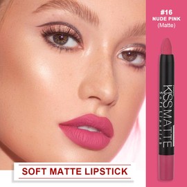 BINGBRUSH Smooth Longwear Lipstick Pack Set, Matte Color Stick Ultimate Lip Crayon for Makeup Collection - Waterproof Velvet Lipgloss Lip Stain (16#)