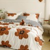CLOTHKNOW Sunflower California King Comforter Set 3Pcs Brown White Bedding