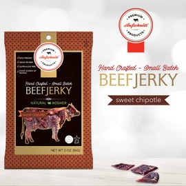 Aufschnitt Sweet Chipotle Beef Jerky | Certified Glatt Kosher | Gluten Free, No Nitrites (5 Pack)
