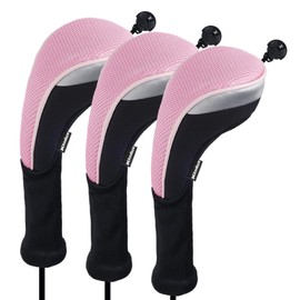 Andux Long Neck Golf Hybrid Club Head Covers with Dial No. Tag CTMT-02 3pcs Pink