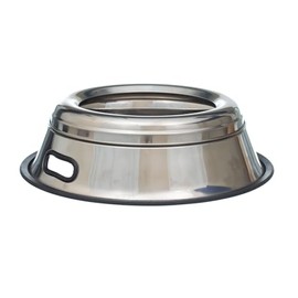 Indipets Stainless Steel Spill Proof Splash Free Dog Bowl - 64oz - Removable Cover and Easy Pick Up Grip Handle