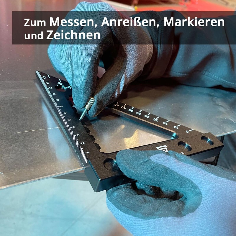 STAHLWERK Angle triangle with stop and marking needle, metric aluminium