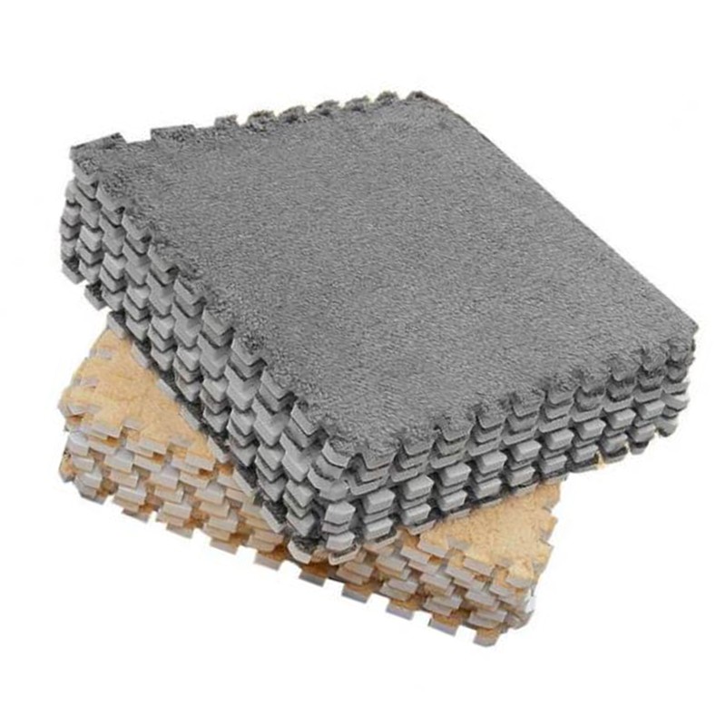 10Pcs Plush Foam Interlocking Carpet Tiles 11.8 X 11.8in Anti