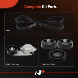 A-Premium Engine Serpentine Drive Belt Kit with Tensioner & Idler Pulley Compatible with Ford 2004 F-150, 2005-2006 Expedition, 2005-2006 Mustang & Lincoln 2005-2006 Navigator, V8 4.6L 5.4L