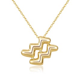 KissYan Zodiac Necklace, 14K Gold Plated Bubble Constellation Horoscope Sign Pendant Astrology Jewelry Birthday Gifts for Women, Brass, No Gemstone