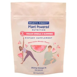 Wiley's Finest Gomitas veganas omega-3 sin gluten, con aceite de algas y aceite de semilla Ahiflower®, sabor a sandía, 60 unidades