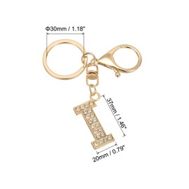 PATIKIL Initial Letter Key Chain, Letter A-Z Keychain Initials Keyring Cute Metal Crystal Alphabet Keyring for Keys Charm Handbag Purse Backpack, Golden (I)