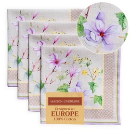 Maison d' Hermine Cloth Napkins 20”x20” 100% Cotton Decorative Washable Easter Table Napkin for Kitchen, Party, Wedding, Restaurant & Camping, Magnolia Mornings - Spring/Summer