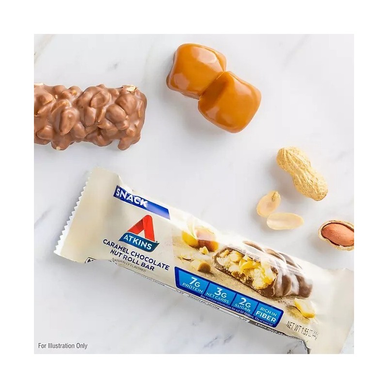 Atkins Anytime Snacks, Snack Bar, Caramel Chocolate Nut Roll, 18
