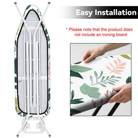 Ironing Board Cover, Standard Size 15" x 54" Thickly Padded with Non-Slip Elastic Edges and Adjustable Hook and Loop Straps (Ironing Board Not Included) (Leaves, 15"x54")