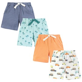 Hudson Baby Infant Boys Shorts Bottoms 4-Pack, Surf Cars, 3T