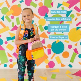 Wildkin Insulated Clip-in Lunch Box Bag for Boys & Girls, Measures 9 x 7 Inches Lunch Box for Kids, Ideal for Packing Hot or Cold Snacks for School & Travel Kids Lunch Box (Orange Shimmer)