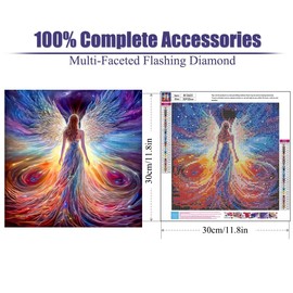 Rainbow Angel Fairy Diamond Painting Set, 5D DIY Diamond Painting Kit with Full Round Drill, Diamond Painting Adults, Dancer Painting by Number Diamond Painting Glitter, Crafts for Home, 30 x 30 cm
