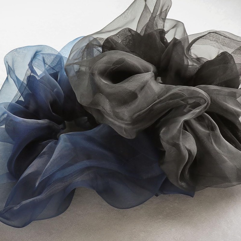JewelVOX Hair Accessories, Plain, Organza, Big, See-through, Large, Black