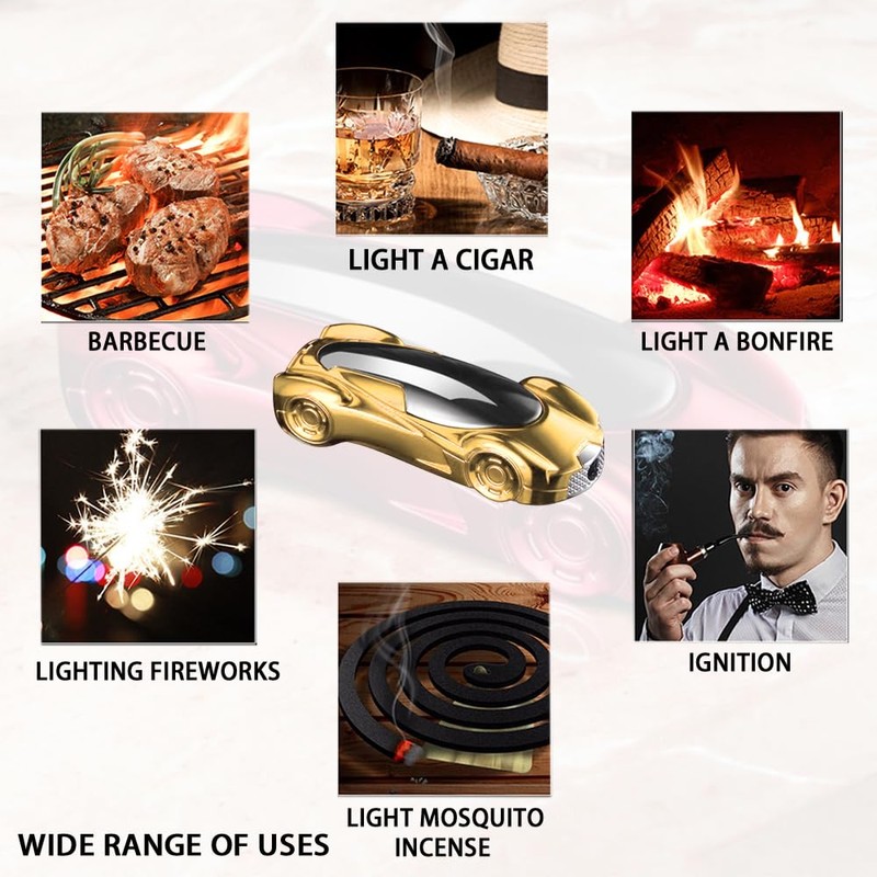 Gold Sports Car Lighter, Cool Butane Torch Lighter, Adjustable Inflatable
