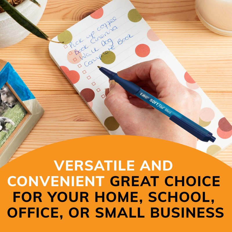 BIC Soft Feel Black Retractable Ballpoint Pens, Medium Point (1.0mm),