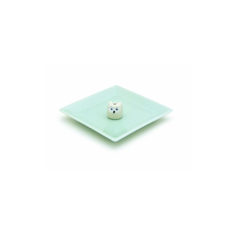 Ceramic Incense Plate & Horseshoe Holder, Green