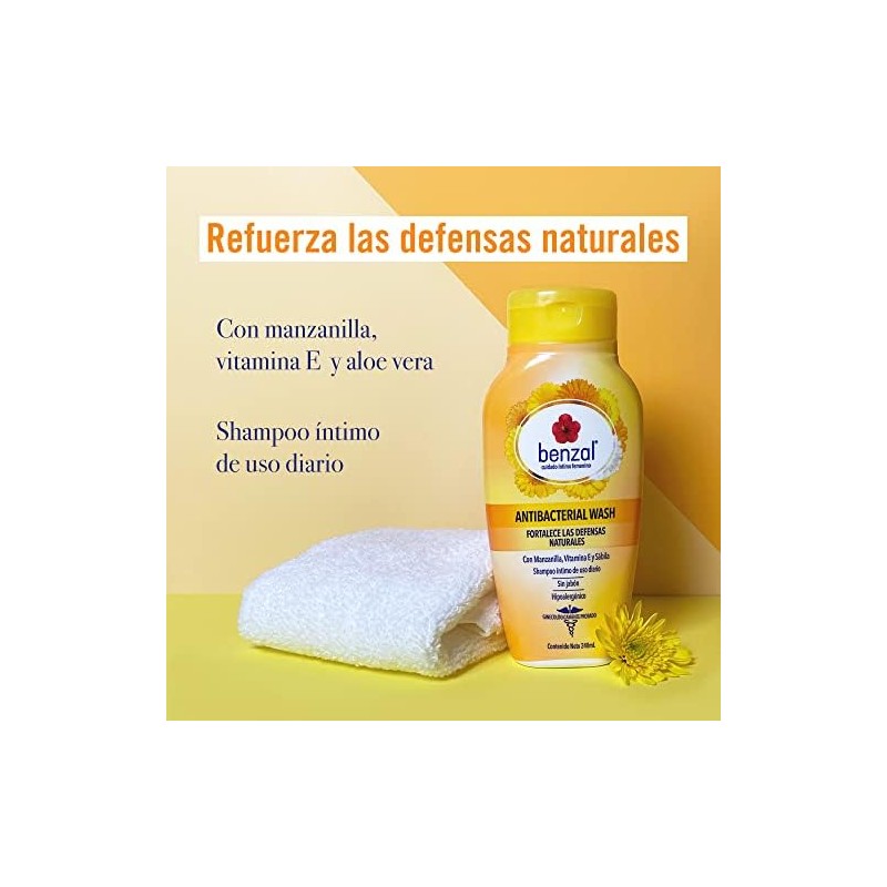 Benzal Wash Jabón Íntimo Femenino, Manzanilla, Antibacterial, 240ml