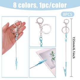 beinkmake 8Pcs Beadable Card Grabber Keychain Metal Credit Card Puller for Long Nails Multicolor Clip Touchless ATM Card Grabber for Women Wallet
