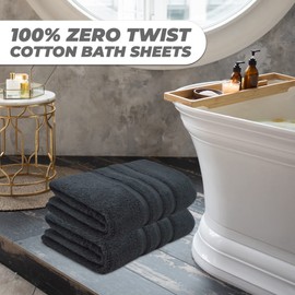 Towelogy® Premium Quick Dry Bath Sheets Oeko-Tex Certified Ecofriendly 100% Cotton Zero Twist Large Bath Towels Highly Absorbent Fade & Tear Resistant 90cmx140cm (Charcoal Grey, 1)