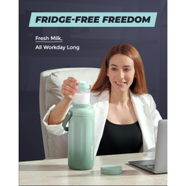 WEMOH 18oz Breast Milk Cooler Bottle-24H Double-Layer Cooling, TSA Approved, 2 Leakproof Bottles & Ice Packs, (Non-Toxic BPA) for Travel, Work, Night Pumping, Gift for New Moms (Green)