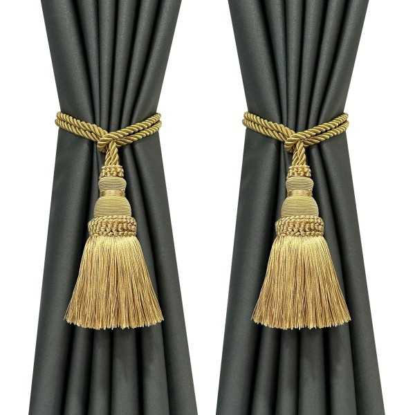 Fenghuangwu 2 Pack Curtain Tie Backs Rope Tassels for Curtains