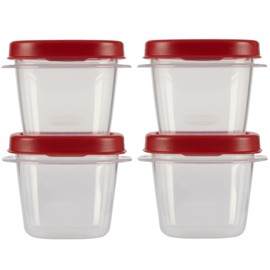 Utensilux Food Storage Containers, Half Cup Food Storage Containers, 9 Peice Set, Easy Find Lids, 4 Containers, 4 Lids Chalk Pen And Chalk Labels