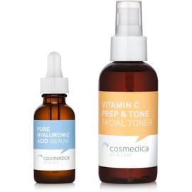 Cosmedica Skincare Hyaluronic Acid Serum and Vitamin C Facial Toner Treatment Set by Cosmedica Skincare
